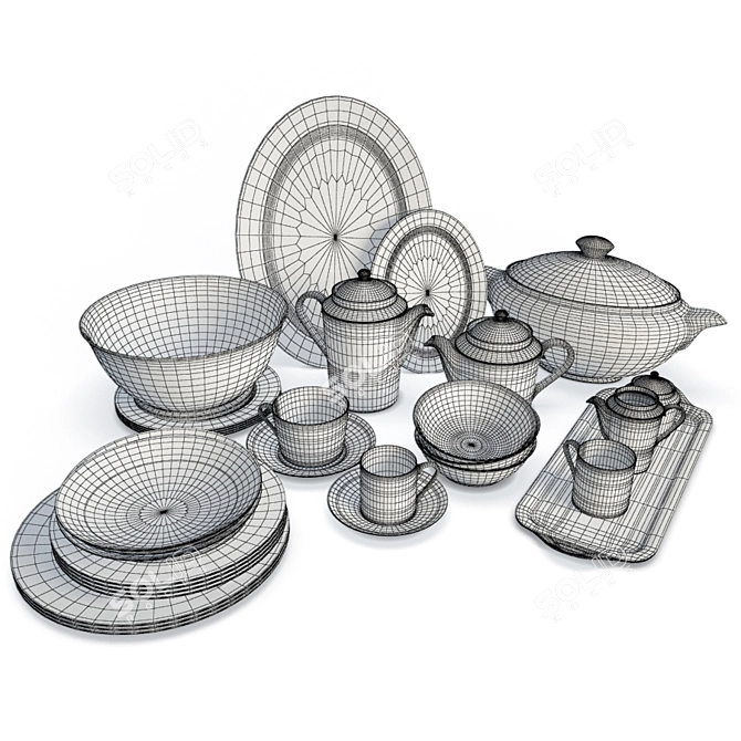 Platinum Tableware Set 3D model image 2