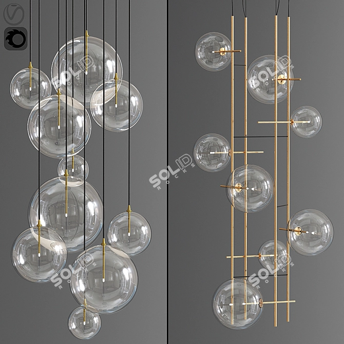 Bolle Tela Pendant: Magic Cluster Ceiling Light 3D model image 1