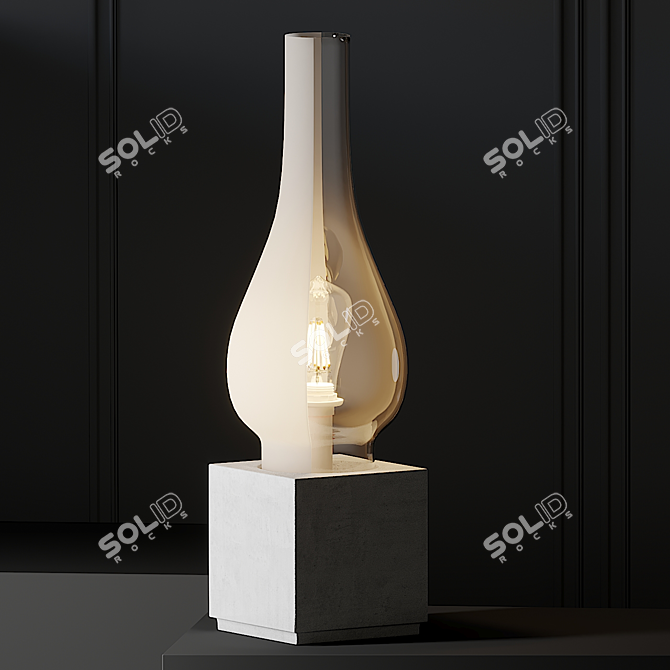 Minimal Concrete Table Lamp 3D model image 2