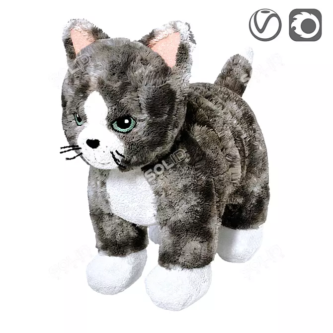 LILLEPLUTT Gray White Soft Toy Cat 3D model image 1