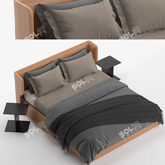 Elegant Claire Letto Bed 3D model image 2