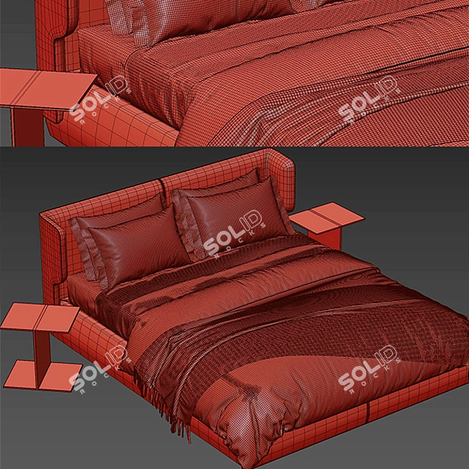 Elegant Claire Letto Bed 3D model image 3