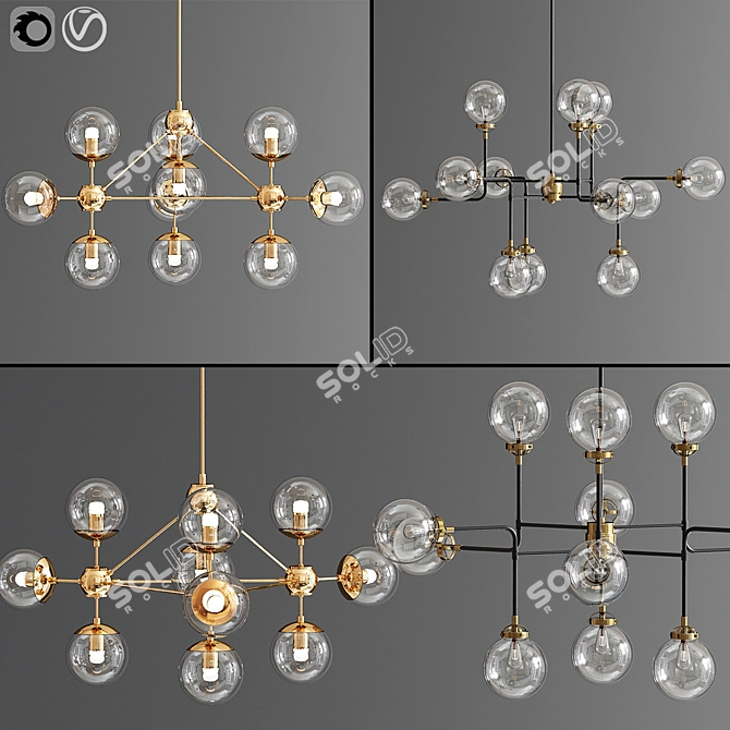 Mid-Century Parlor Chandelier 12-Light Pendant 3D model image 1