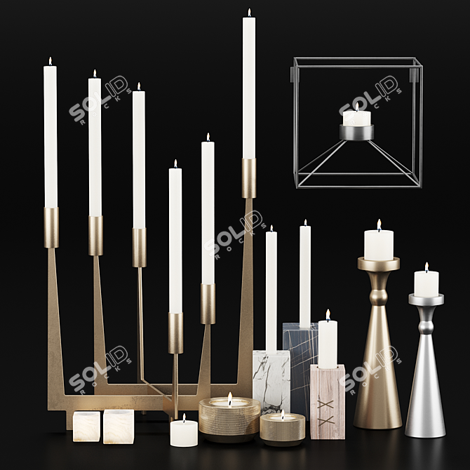 Elegant Set of Candle Holders 3D model image 1