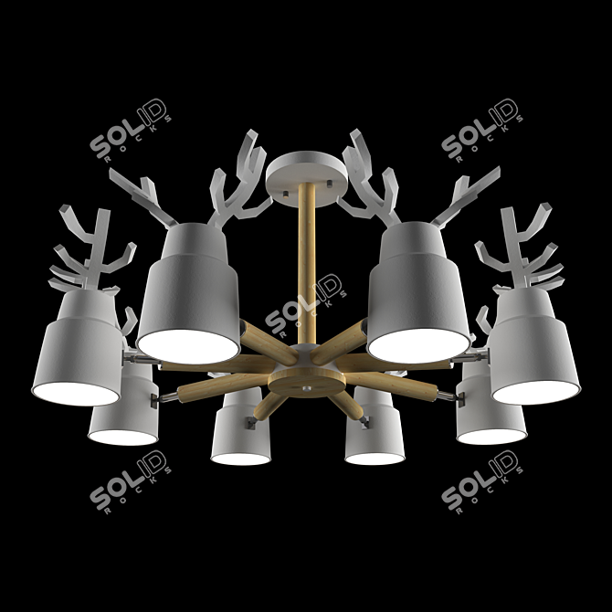 Title: Minimalist Deer Chandelier 3D model image 1