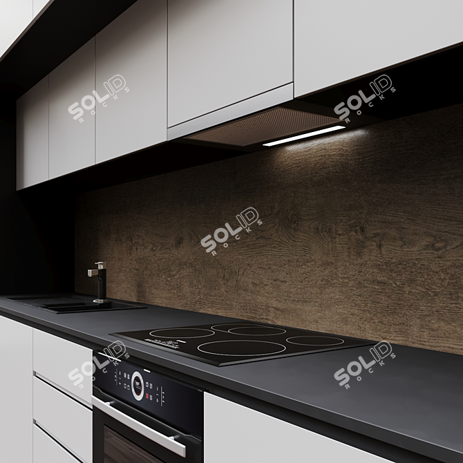 Sleek Modern Kitchen Unit 3D model image 2