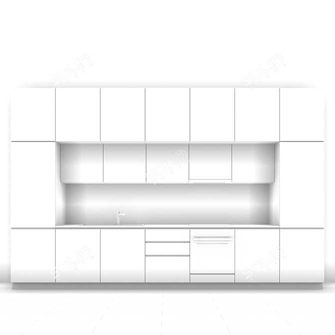 Sleek Modern Kitchen Unit 3D model image 3