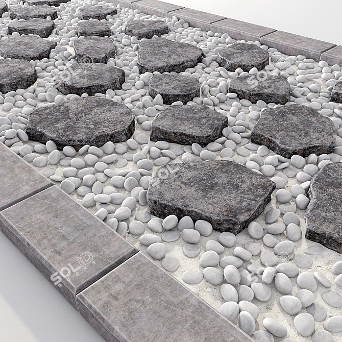 Seamless Road Stone Texture 3D model image 1