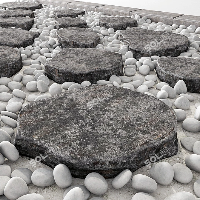 Seamless Road Stone Texture 3D model image 2