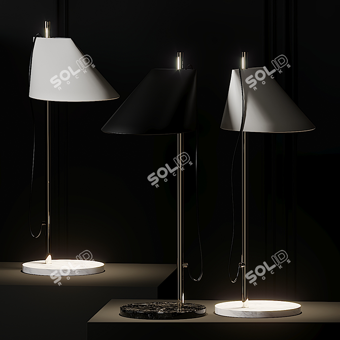 Elegant Aluminum Brass Table Lamp 3D model image 2