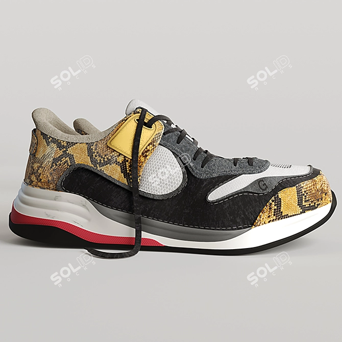 Gucci Men's Tejus Printed Leather Sneakers 3D model image 2