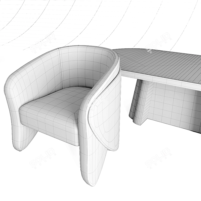 Chic Comfort: Denise Chair & Decodiva Table Set 3D model image 3