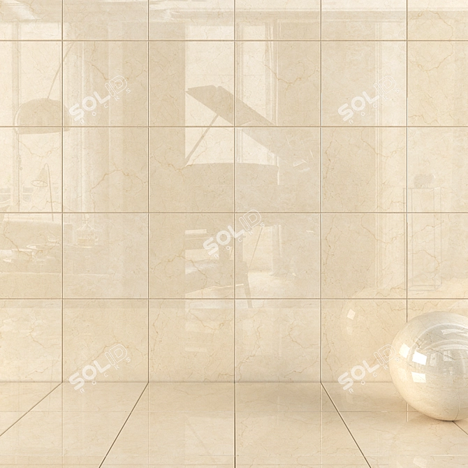 Chic Cream Wall and Floor Tiles 3D model image 1