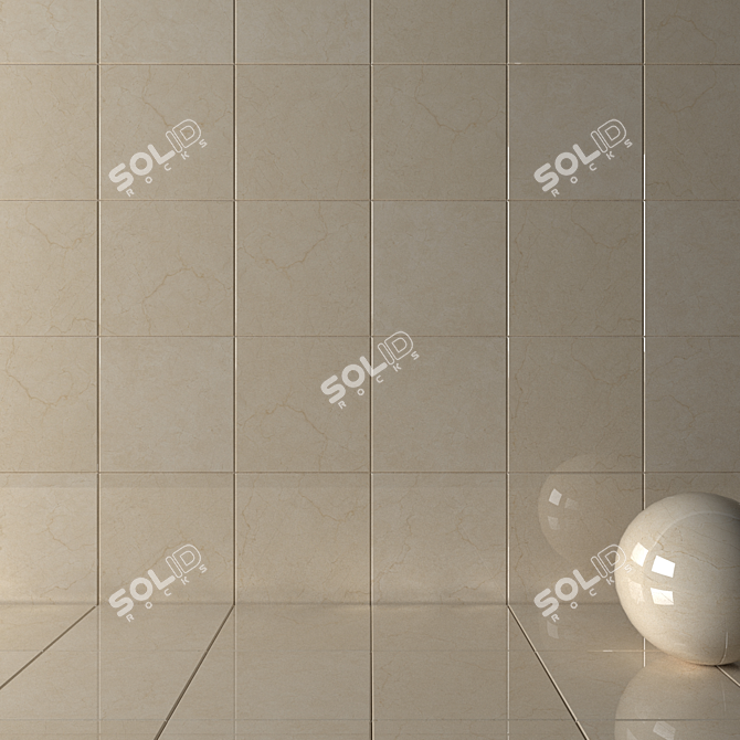 Chic Cream Wall and Floor Tiles 3D model image 2