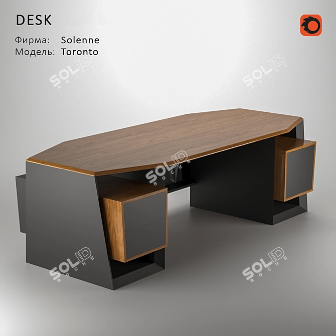Modern Toronto Desk 2400mm 3D model image 1
