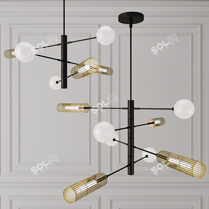 Sway Pendant: 6 or 8-Light Rotating Chandelier 3D model image 1