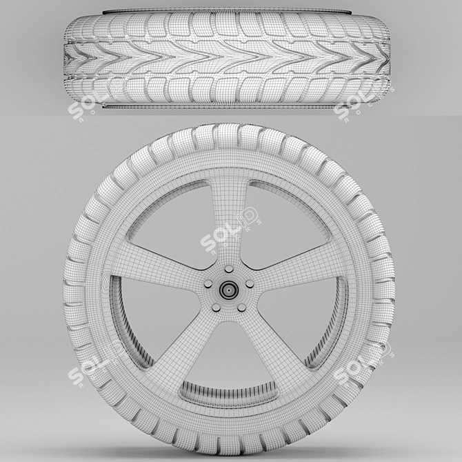 Title: Chromium Wheel Set 3D model image 3