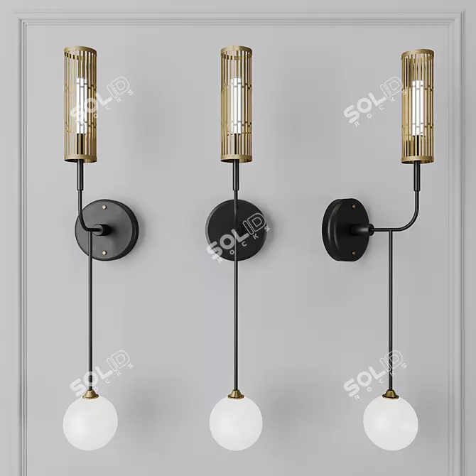 Sway Wall: Elegant Metal and Glass Wall Sconce with Dual Shades 3D model image 1