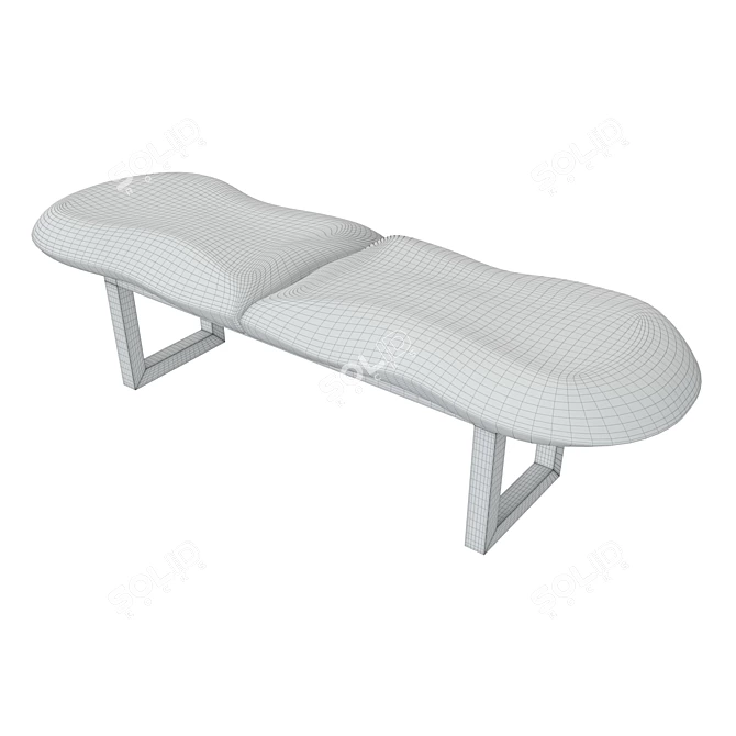 Sleek Molded Bench 3D model image 2