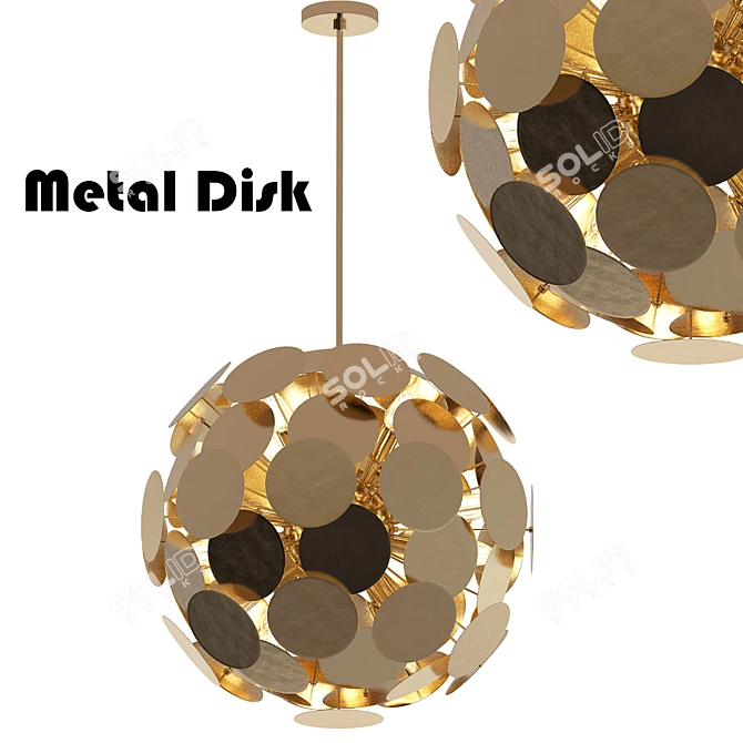 Modern Metal Disc Chandelier 3D model image 1