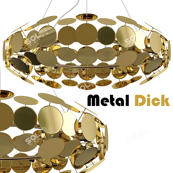 Sleek Metal Disc Chandelier 3D model image 1