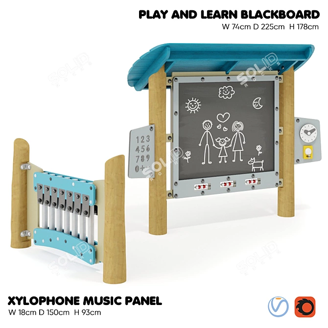 Kompan Xylophone Music Panel - Educational Training Equipment 3D model image 1