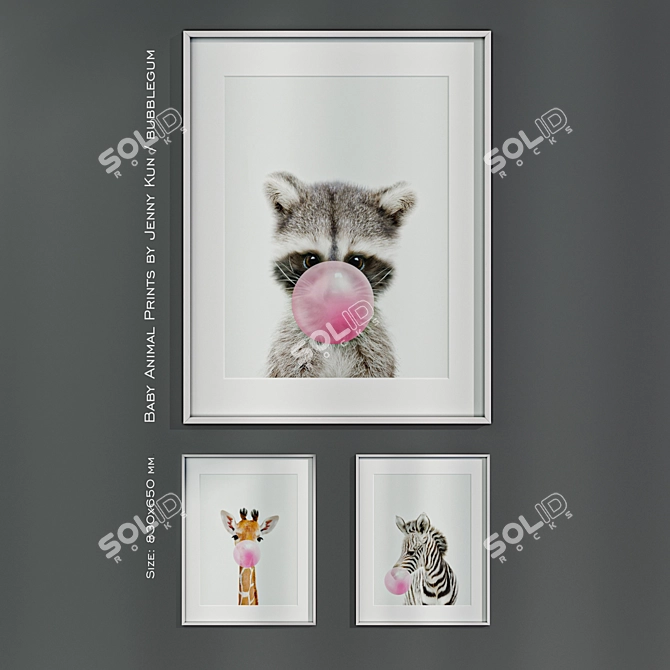 Bubblegum Baby Animal Prints by Jenny Kun 3D model image 1
