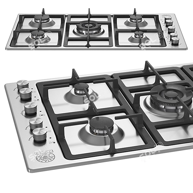 90cm 5-Burner Lateral Control Wok Burner 3D model image 1