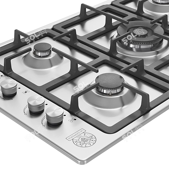 90cm 5-Burner Lateral Control Wok Burner 3D model image 2