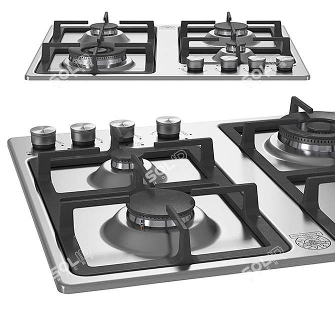 Compact 4-Burner Frontal Control Wok Burner 3D model image 1