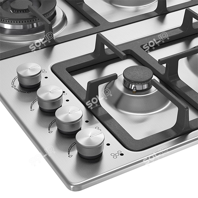 Compact 4-Burner Frontal Control Wok Burner 3D model image 2