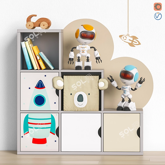 Robotic Furniture and Toy Set 3D model image 1