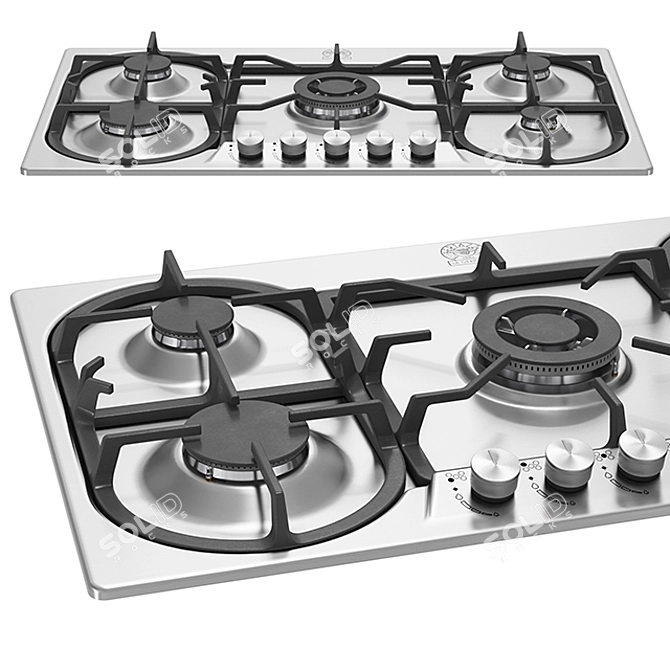 High-Performance 5-Burner Wok Burner 3D model image 1