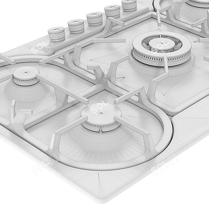 High-Performance 5-Burner Wok Burner 3D model image 3