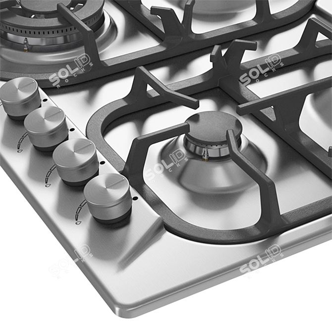 60 4-Burners Wok Burner: Powerful and Efficient 3D model image 2