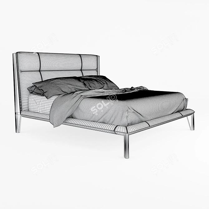Elegante Canaletta Walnut Leather Bed 3D model image 3