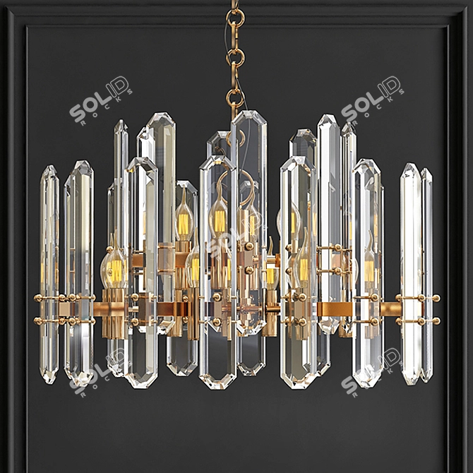 Bonnington Chandelier: Modern Brass and Glass Restoration Hardware 3D model image 1