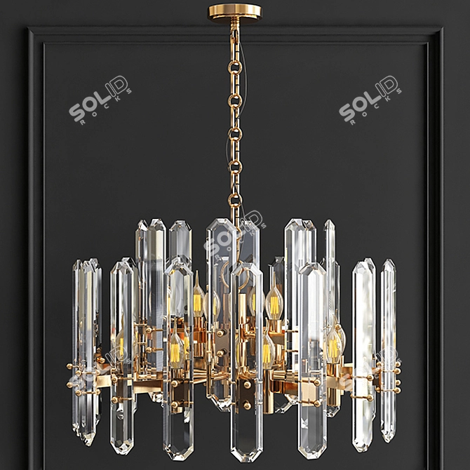 Bonnington Chandelier: Modern Brass and Glass Restoration Hardware 3D model image 2