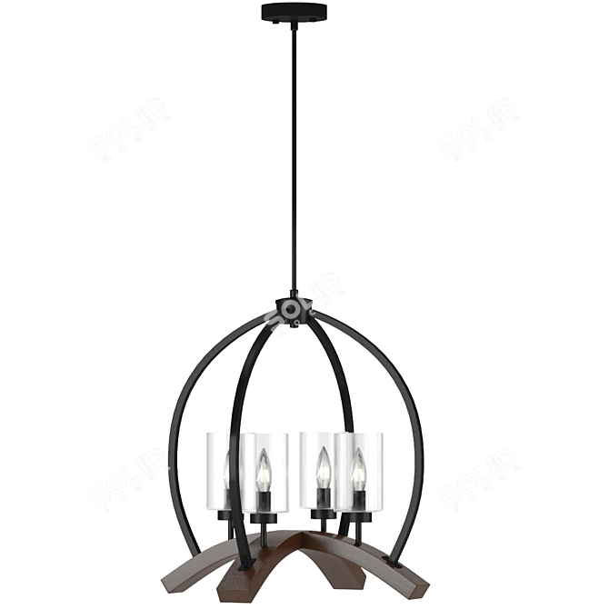 Arden 22-inch Matte Black Cage Chandelier 3D model image 1