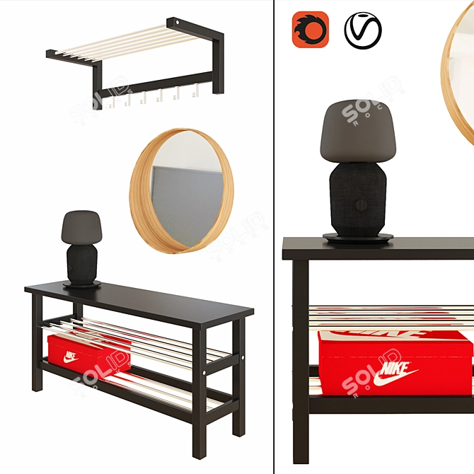 Organize & Sit: IKEA TJUSIG Bench 3D model image 1