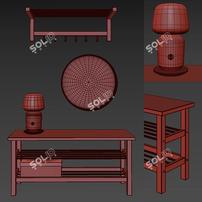 Organize & Sit: IKEA TJUSIG Bench 3D model image 3