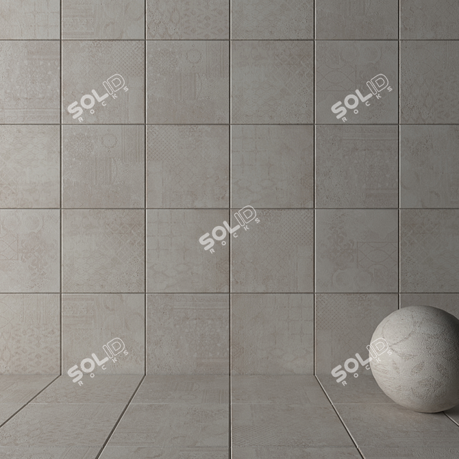 Ecru Random HD Wall Tiles 3D model image 2