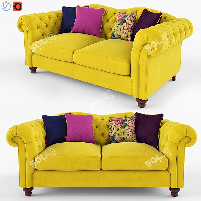 Luxurious Velvet Windsor 3 Seater Sofa 3D model image 1