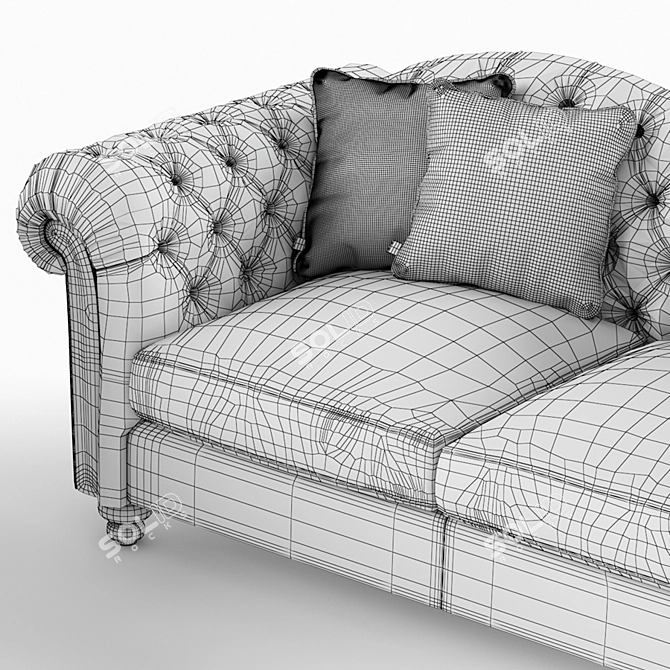 Luxurious Velvet Windsor 3 Seater Sofa 3D model image 3