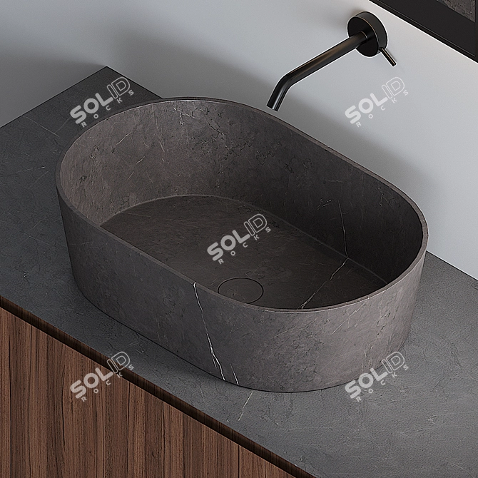 NOORTH Keel 60 | Medea Stone Basin and Walnut Vanity Unit 3D model image 3