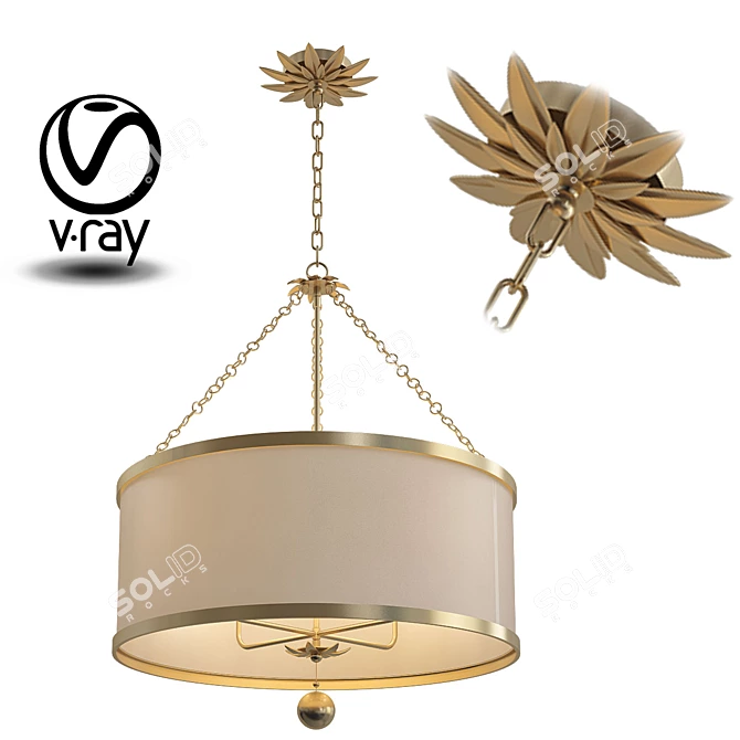 Elegant Antique Gold Chandelier 3D model image 1