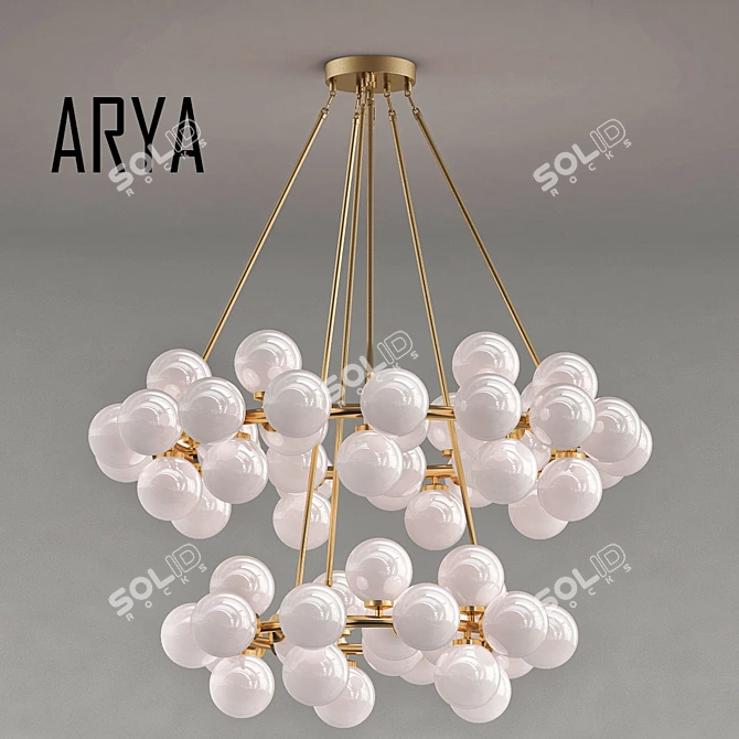 Elegant Satin Gold Chandelier 3D model image 1