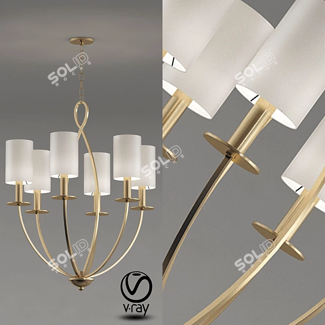 Golden Glow: Castana 6-Light Chandelier 3D model image 1