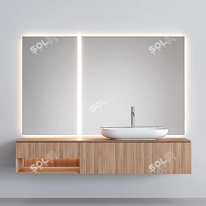 Blend 81 Vanity Set | Rovere Miele Oak | 198x120 cm 3D model image 1