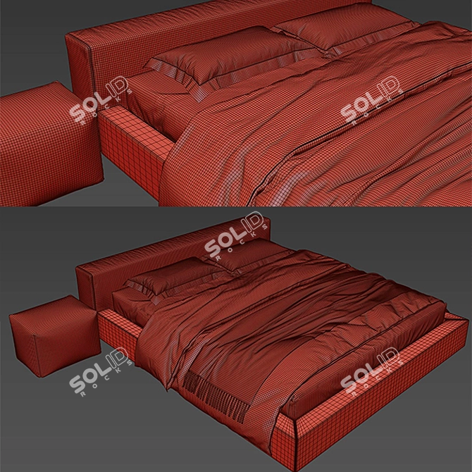 Kubrick Desiree Bed: Sleek and Stylish Slumber 3D model image 3